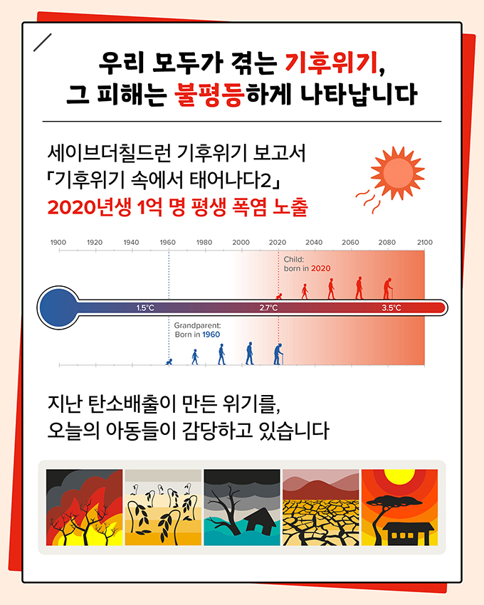 우리 모두가 겪는 기후위기, 그 피해는 불평등하게 나타납니다.